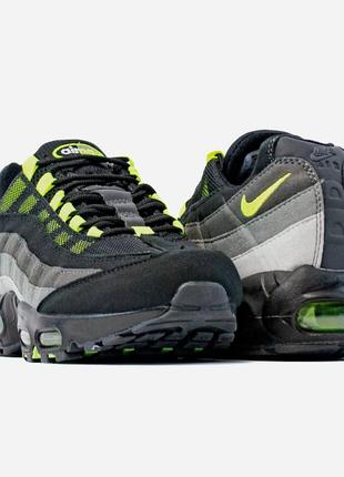 Мужские кроссовки найк аир макс 95 чёрные с зелёным / nike air max 95 black grey green7 фото