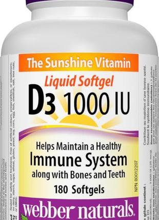 Вітамін d3 webber naturals vitamin d3 1000 iu 180 softgels