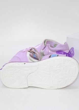 Гарні бузкові босоніжки для дівчаток, фіолетові сандалі5 фото