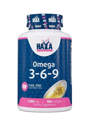 Омега 3-6-9 haya labs omega 3-6-9 flax, fish & borage oils 120...