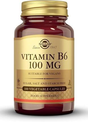 Вітамін в6 solgar (vitamin b6) 100 мг 100 таблеток