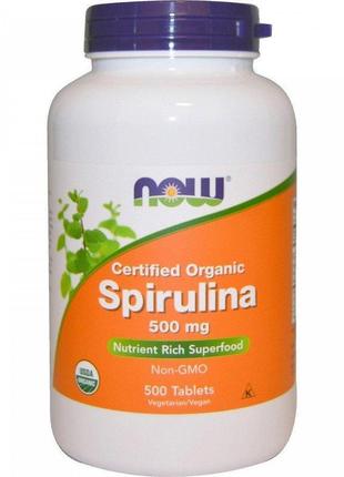 Спіруліна now spirulina 500mg 500 tabl