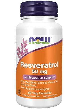 Ресвератрол now resveratrol 50 mg 60 veg capsules