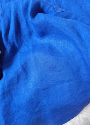 Синяя льняная рубашка marks &amp; spencer6 фото