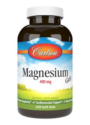 Магній carlson labs magnesium gels 400 mg 250 soft gels