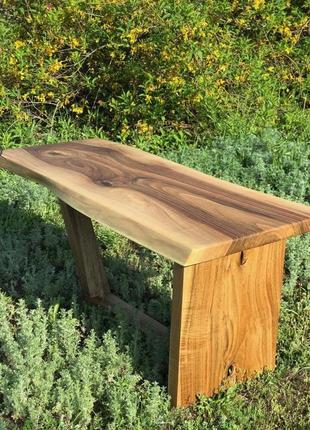 Кавовий столик дерев'яний журнальний з горіха в вітальню8 фото
