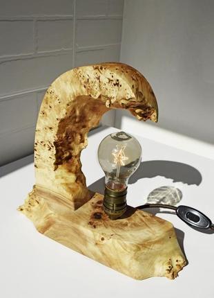 Деревянный светильник лампа лофт, лампа эдисона, лампа из натурального дерева ручной работы3 фото