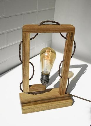 Деревянная настольная лампа эдисона, лампа ночник из натурального дерева, лампа в стиле лофт