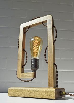 Деревянная настольная лампа эдисона, лампа ночник из натурального дерева, лампа в стиле лофт4 фото