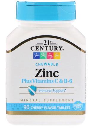 Цинк 21st century zinc plus vitamins c & b-6 cherry flavor 90 ...