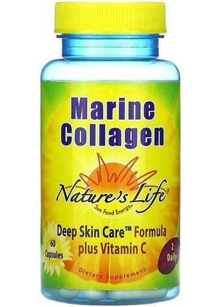 Морський колаген nature's life collagen marine 60 capsules