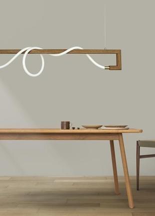 Подвесная led люстра с дерева на кухню ручной работы