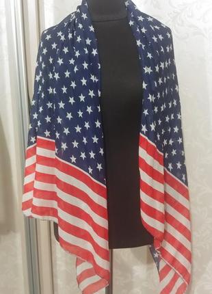 Шелковый летни шарф палантин флаг звезды шелк америка2 фото