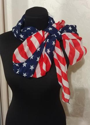 Шелковый летни шарф палантин флаг звезды шелк америка5 фото