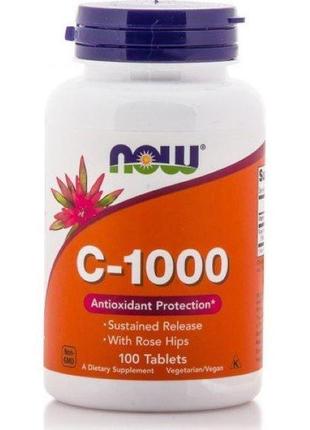 Вітамін с now vitamin c-1000 with rose sr 100 tabl