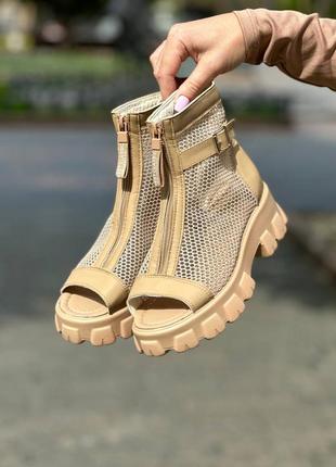 Літні черевики "frost", беж, екошкіра/сітка1 фото