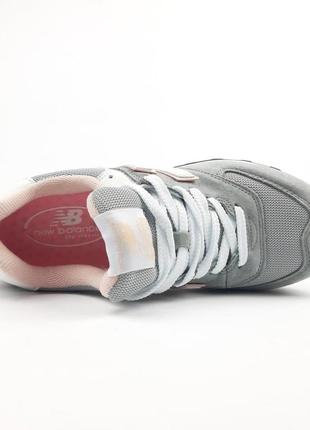 Жіночі кросівки | new balance 574 | сірі з пудрою на білій | замша/сітка, :3710 фото