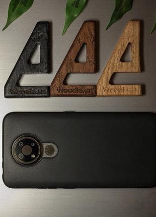 Брелок-підставка для смартфону а-стенд | дерев'яний брелок-підставка для телефону | woodie.ua10 фото