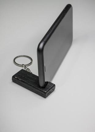 Брелок-підставка для смартфону квадрат | дерев'яний брелок-підставка для телефону | woodie.ua5 фото