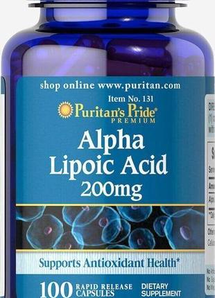 Альфа-ліпоєва кислота alpha lipoic acid 200 mg 100 capsules