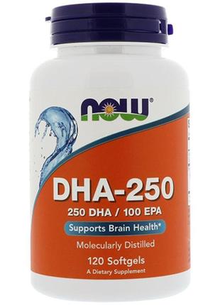 Докозагексаєнова кислота now foods dha 250 mg 120 softgels