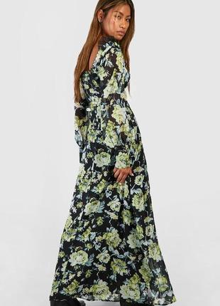 Сукня максі з квітковим принтом з розрізом2 фото