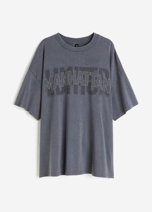 Оверсайз футболка h&m в вареним ефектом manhattan4 фото