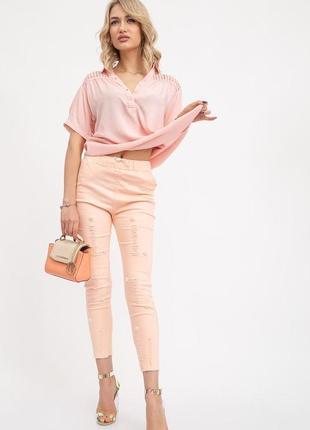 Штани жіночі колір персиковий3 фото