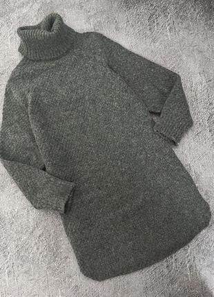 Серая теплая туника свитер кофта
