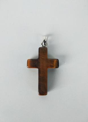 Крестик из натурального камня - тигровый глаз