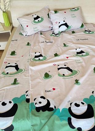 Детский комплект постельного белья с мишками пандами