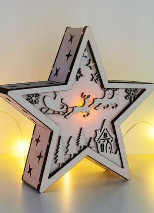 Різдвяний світильник зірка "санта і олені"3 фото
