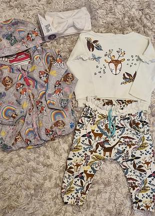 Ветровка, костюмчик и повязка на 6-9 мес.