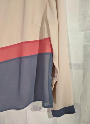 Трехцветная шифоновая блузка, на трикотажной подкладке6 фото