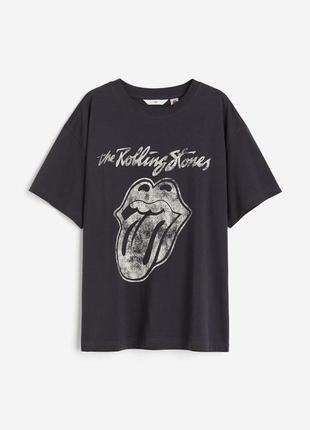 Оверсайз футболка h&amp;m/ с принтом the rolling stones3 фото