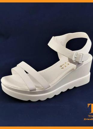 Женские сандалии босоножки на танцы платформа белые летние (размеры: 37,38,39) - 30