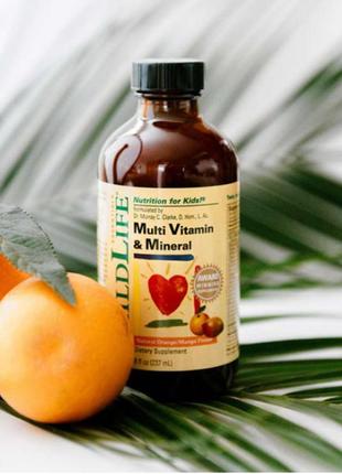 Childlife, essentials, мультивітаміни й мікроелементи для дітей , зі смаком натурального апельсина й манго, 237 мл