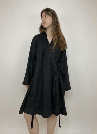 Черное платье льняное оверсайз corakemberman linen dressess oversized size m