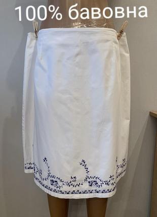 Элегантная коттоновая юбка на подкладке с вышивкой внизу,балал
