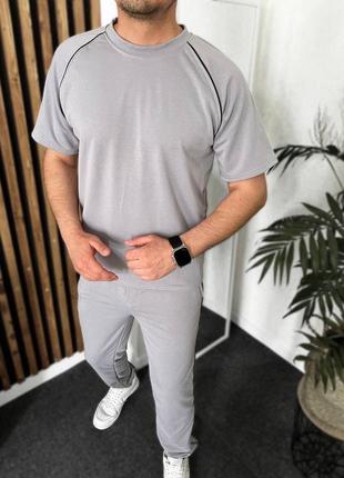 Костюм мужской повседневный спортивный футболка и штаны5 фото
