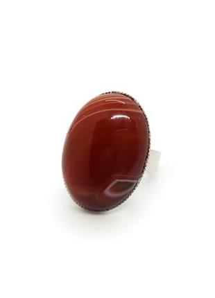 💍🦋 овальное кольцо в винтажном стиле натуральный камень оранжевый агат