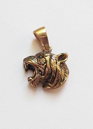 Подвеска рычащий тигр  из бронзы