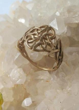 Кольцо тоненькое ажурные кельтские узлы из латуни