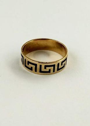 Кольцо тоненькое узор меандр из бронзы