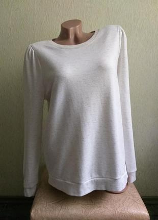 Худи. свитшот. пуловер. лонгслив. кофта. белый, молочный с вкраплением золотого люрекса.