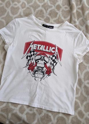 Bershka metallica жіноча футболка1 фото