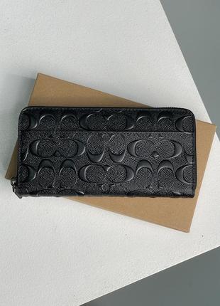 Гаманець coach accordion zip long wallet embossed black