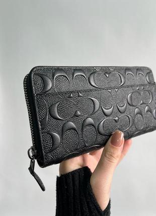 Гаманець coach accordion zip long wallet embossed black