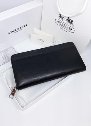 Мужской кожаный кошелек клатч портмоне черный