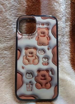 Чохол чехол для apple iphone 14 , ведмедики 3d
